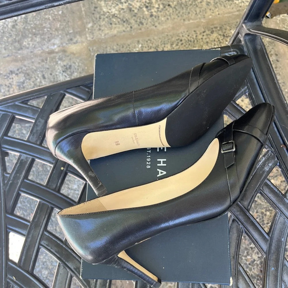Cole Haan Shoes - Cole Hann Lena Buckle pump Leather Heels size 9.5